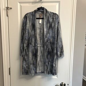 Chico's Navy and Cream Striped Top